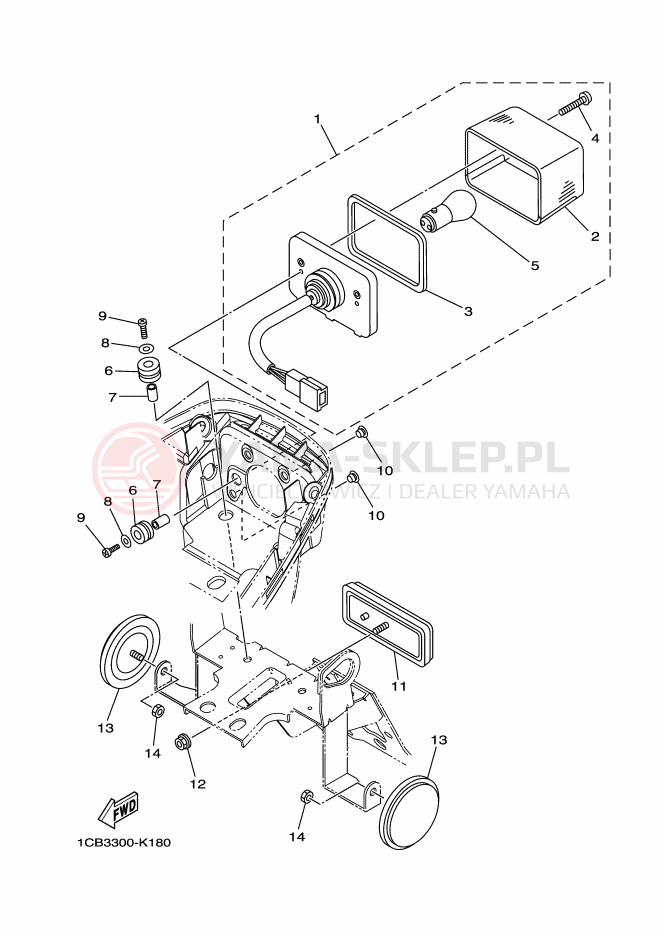 Schemat "Oświetlenie tył" do Yamaha EC-03