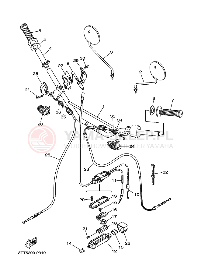 Schemat "KIEROWNICA I KABEL 2" do Yamaha DT125