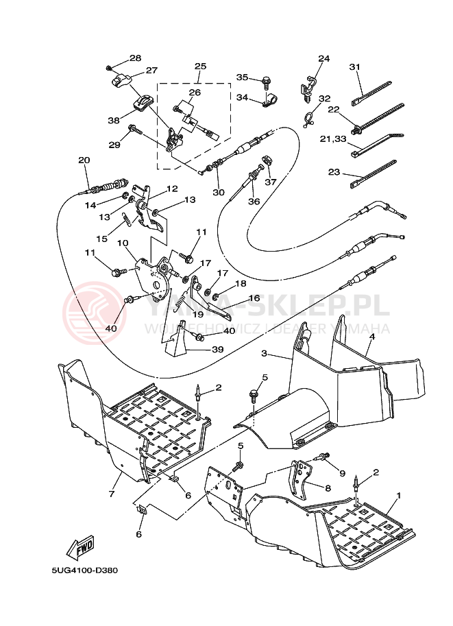 Schemat "Stopka postojowa i podnóżki" do Yamaha RHINO