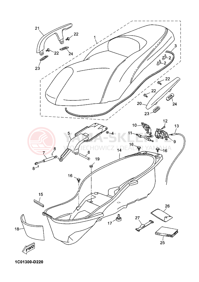 Schemat "siedzenie" do Yamaha X-MAX 250