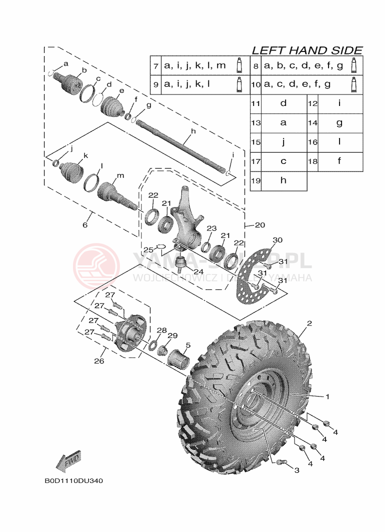 Schemat "Koło przód" do Yamaha WOLVERINE X2