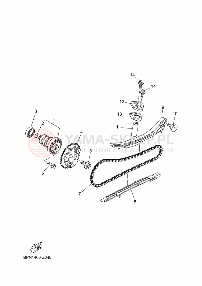 Schemat "Rozrząd - łańcuszek" do Yamaha NMAX 125 TECH MAX