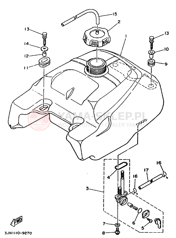 Schemat "zbiornik paliwa" do Yamaha YFU1T