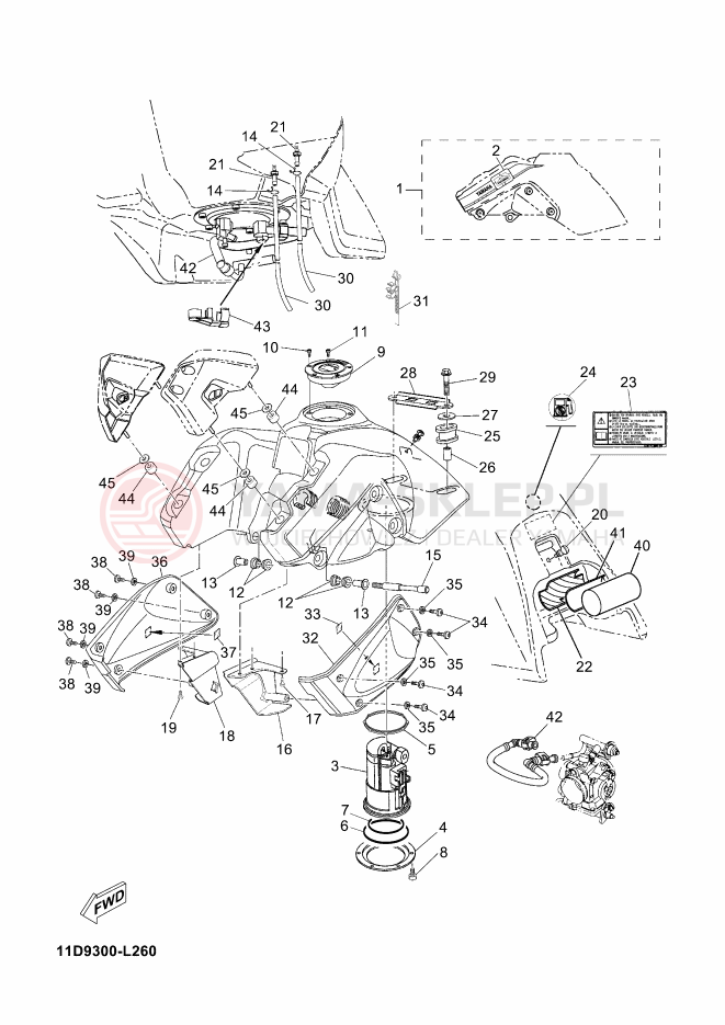 Schemat "zbiornik paliwa" do Yamaha TENERE