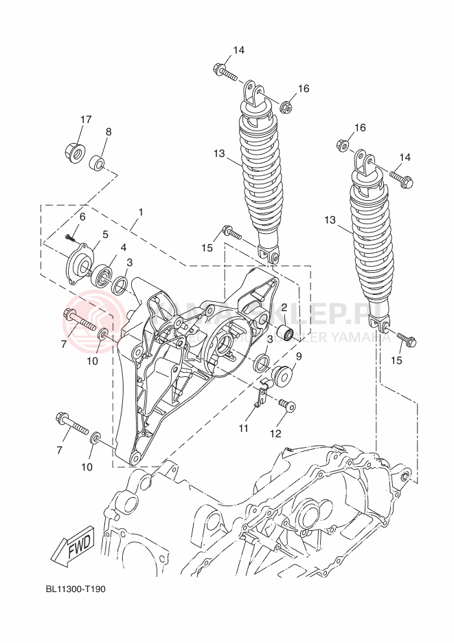 Schemat "wahacz, zawieszenie tył" do Yamaha XMAX 400 ABS