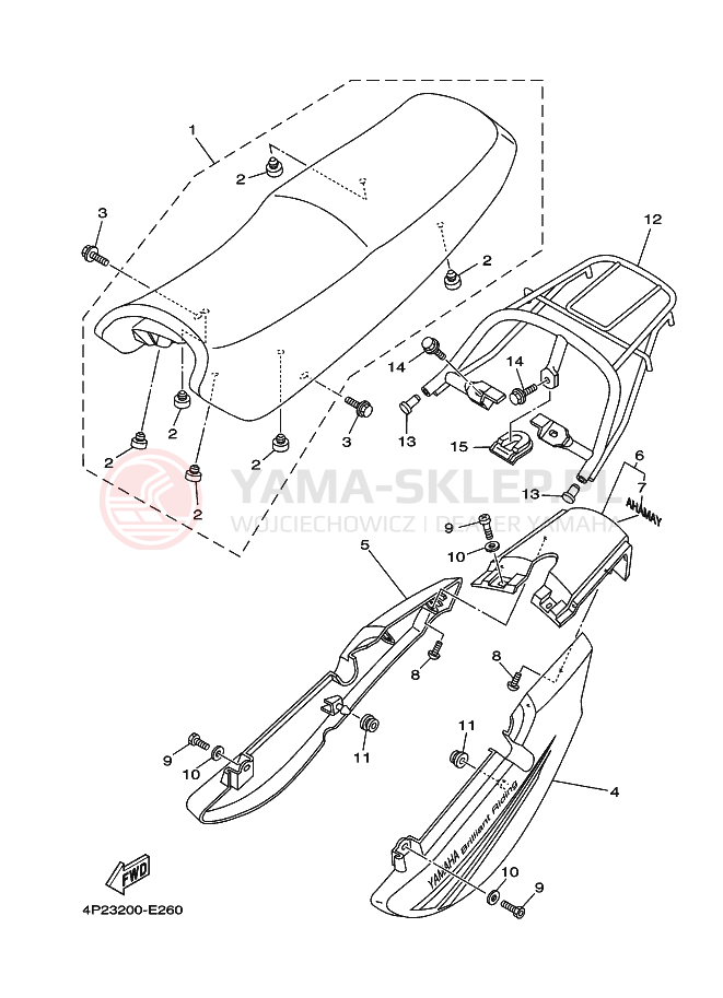 Schemat "siedzenie" do Yamaha YBR125E