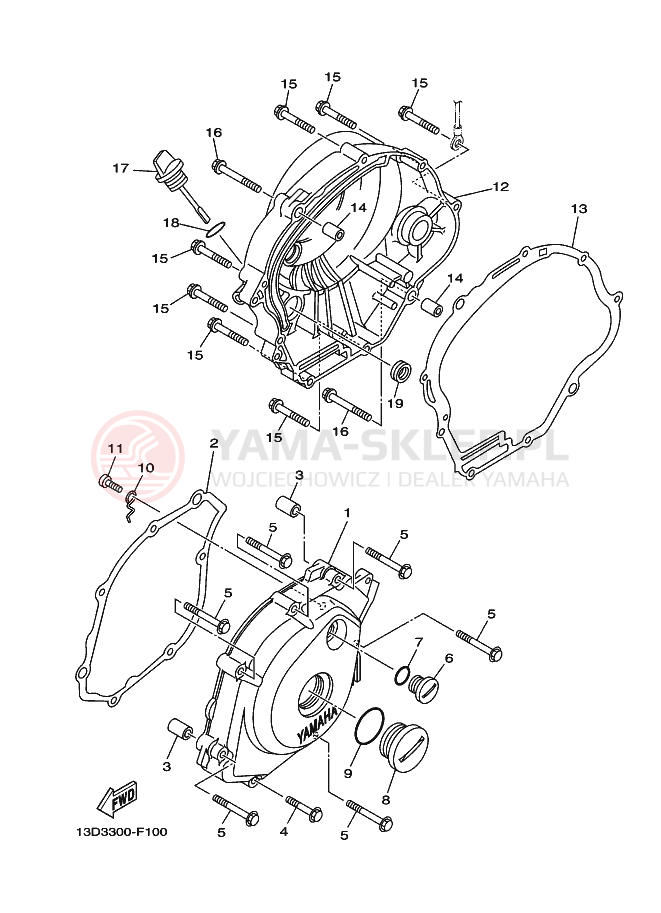 Schemat "Pokrywa silnika" do Yamaha XT125X