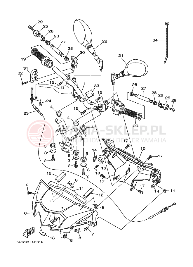 Schemat "Kierownica i osprzęt" do Yamaha CRYPTON X