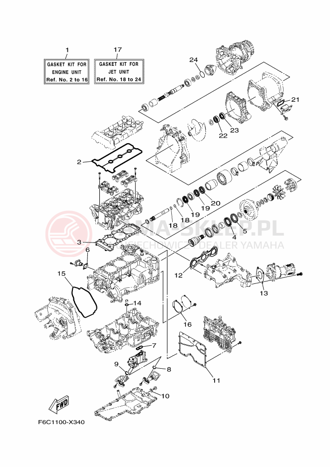 Schemat "Zestaw naprawczy" do Yamaha JB1050-X