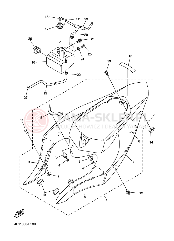 Schemat "Pokrywa boczna" do Yamaha YZF-R1S R1