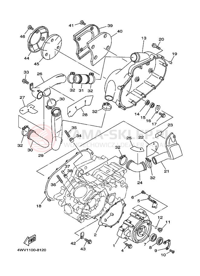 Schemat "Pokrywa silnika" do Yamaha YFM600FWA