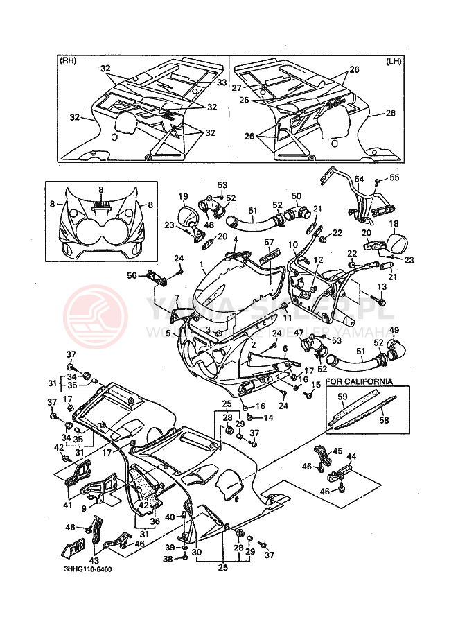 Schemat "elementy nadwozia" do Yamaha FZR600 FZR600RH GENESIS
