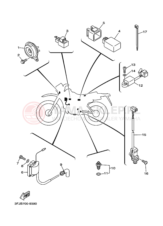 Schemat "układ elektryczny" do Yamaha DT175 DT175L