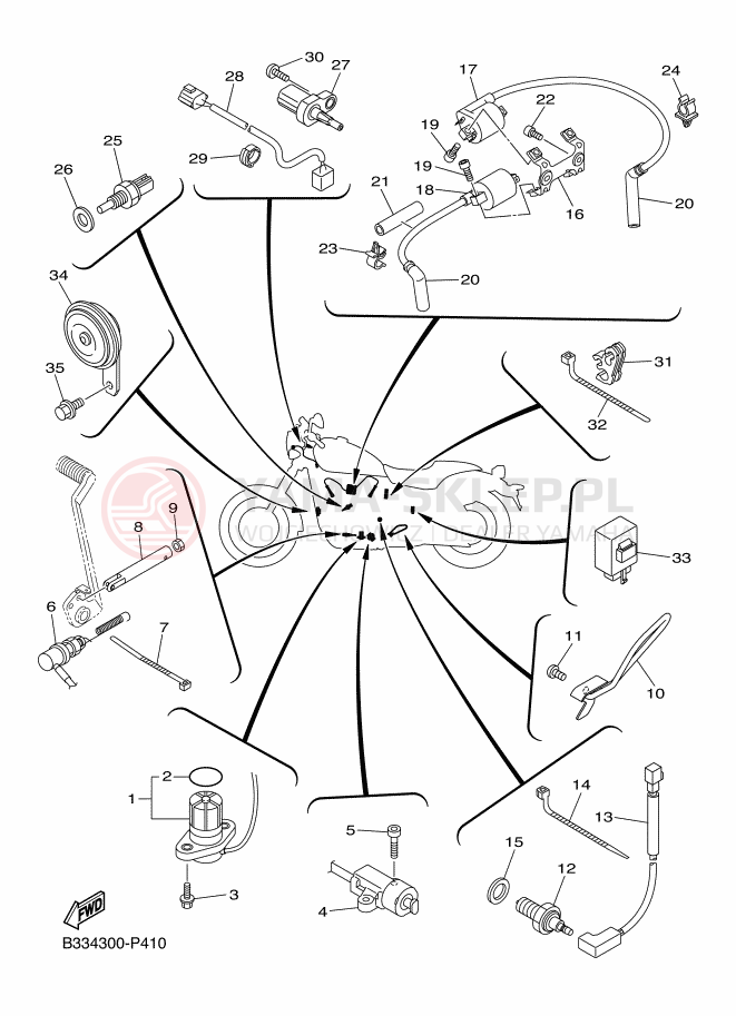 Schemat "układ elektryczny" do Yamaha XVS950 ABS