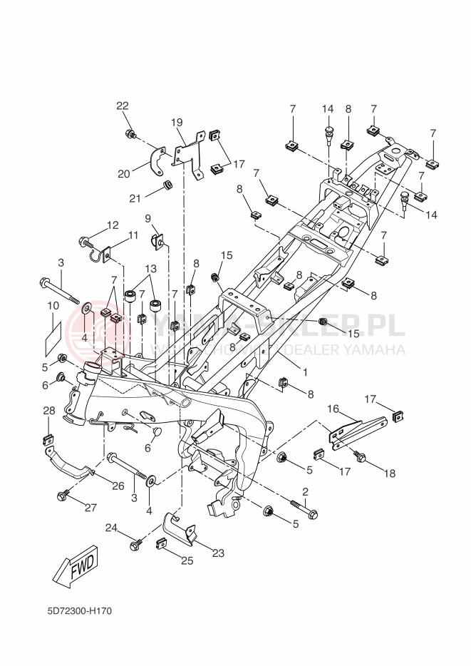 Schemat "rama" do Yamaha YZF-R125