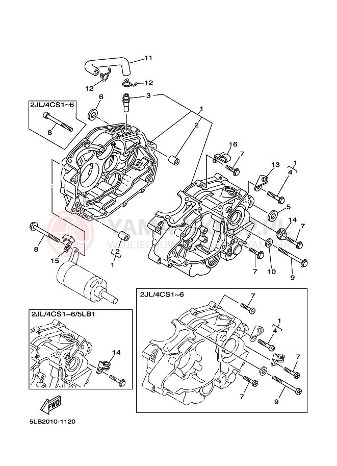 Schemat "Obudowa silnika" do Yamaha TW200