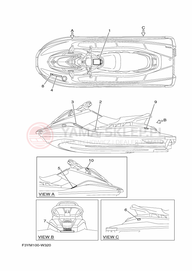 Schemat "naklejki" do Yamaha EX1050C-X