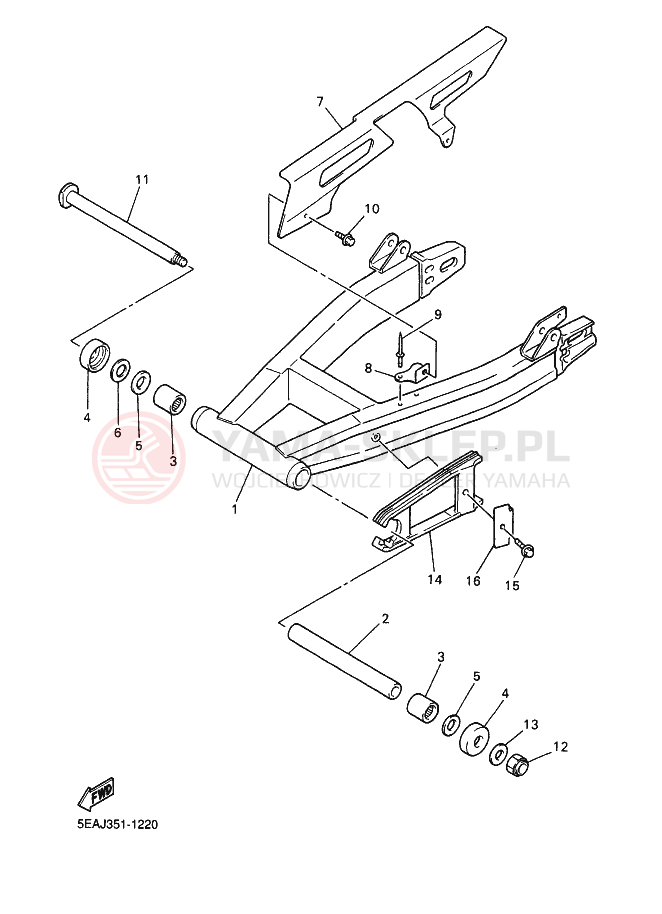 Schemat "wahacz, zawieszenie tył" do Yamaha XJR1300