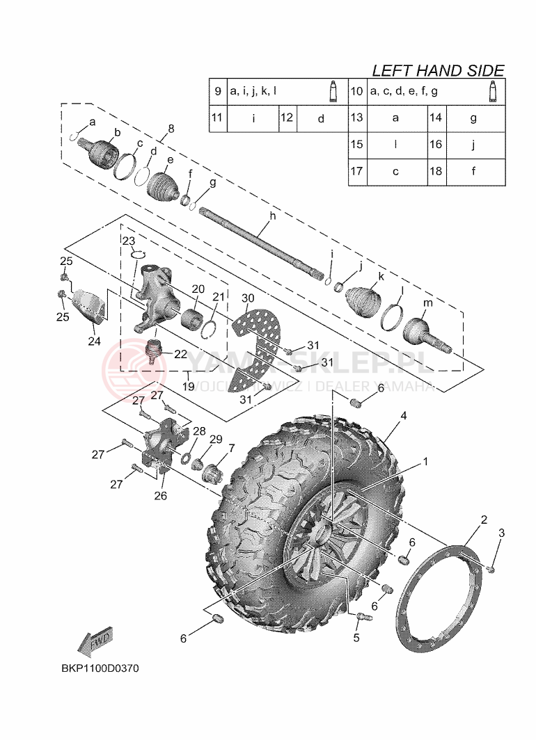 Schemat "Koło przód" do Yamaha WOLVERINE RMAX2 1000 SE