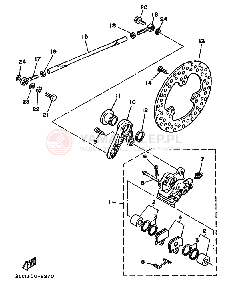 Schemat "Zacisk hamulcowy tylny" do Yamaha TZ250