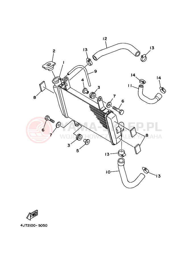 Schemat "Układ chlodzenia" do Yamaha TZ125