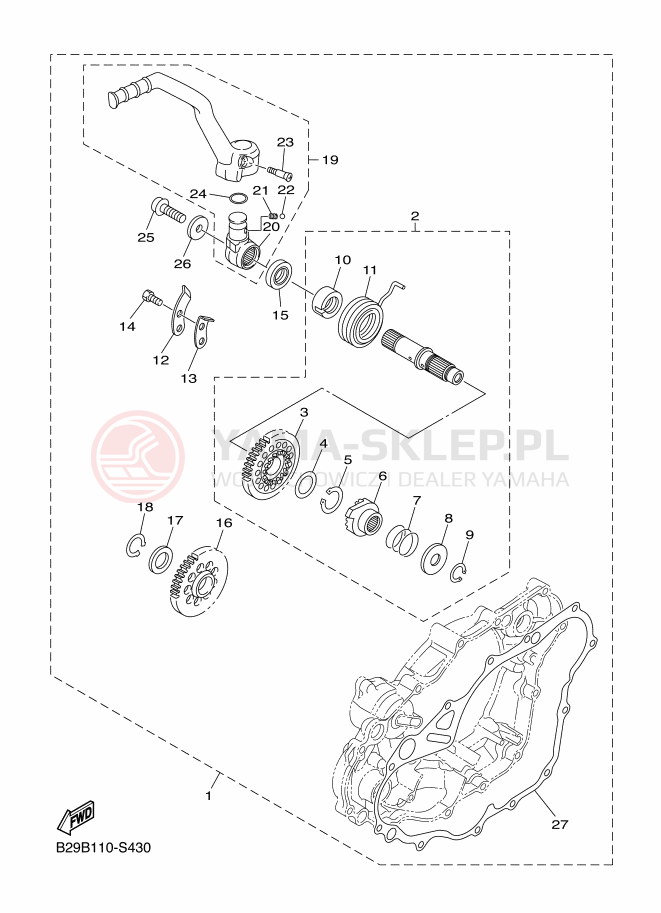 Schemat "kopniak" do Yamaha WR250F