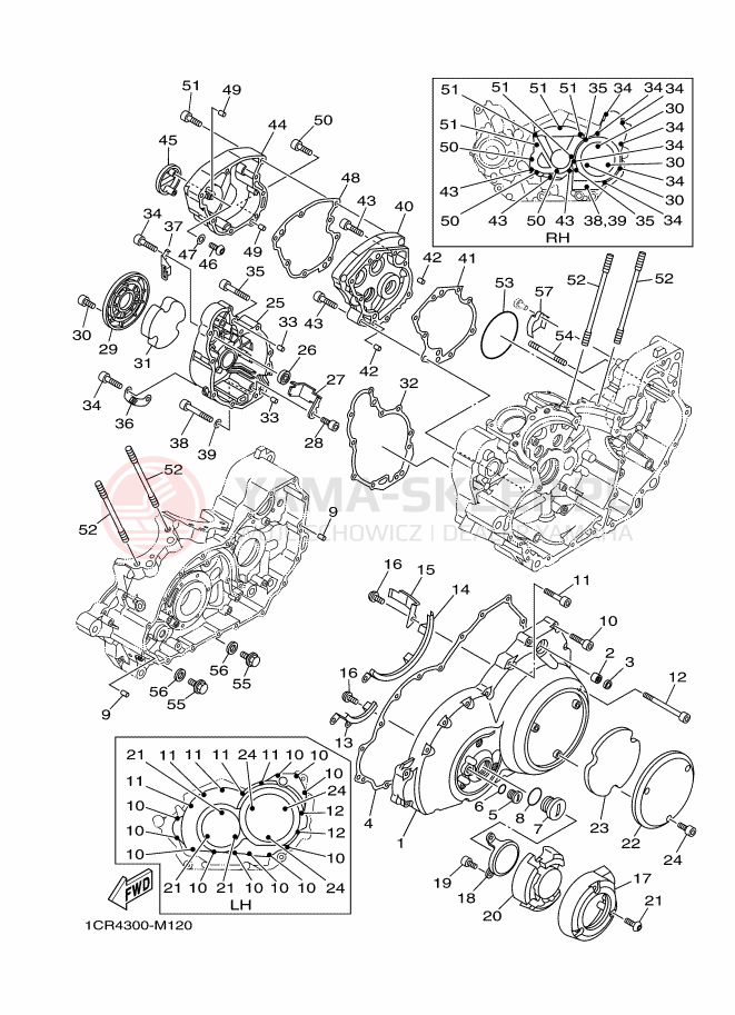 Schemat "Pokrywa silnika" do Yamaha XV1900A