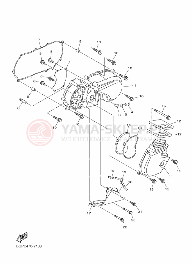 Schemat "Pokrywa silnika" do Yamaha RAYZR