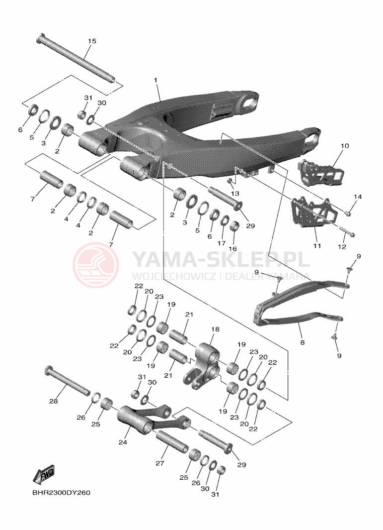 Schemat "wahacz" do Yamaha YZ450F