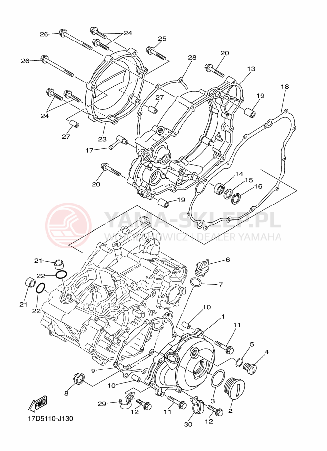 Schemat "Pokrywa silnika" do Yamaha YZ250F