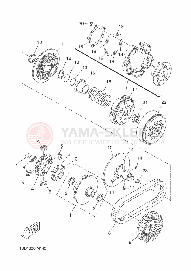 Schemat "sprzęgło" do Yamaha XMAX 400 ABS