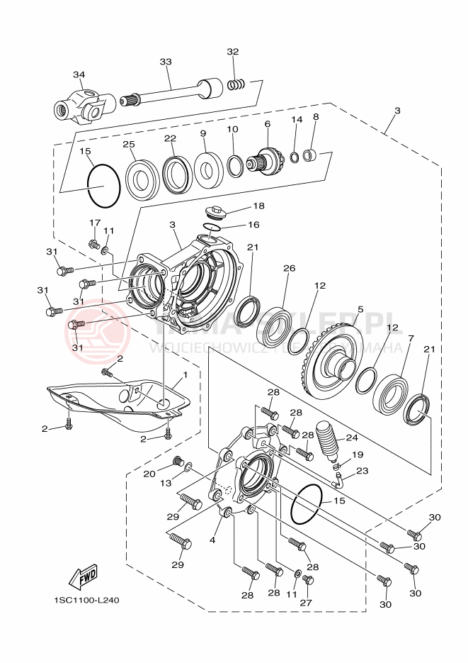 Schemat "Wał napędowy" do Yamaha YFM300