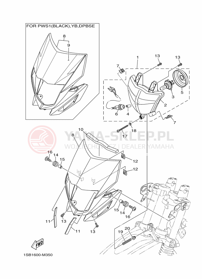Schemat "Lampa przód" do Yamaha XTZ125E