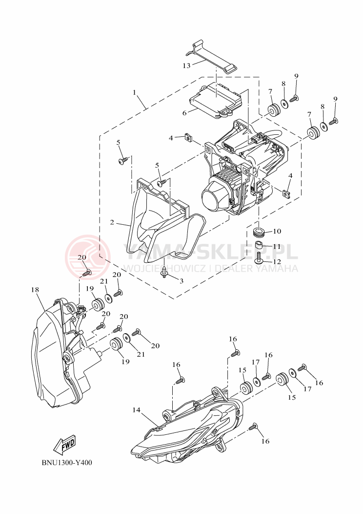 Schemat "Lampa przód" do Yamaha YZF-R125