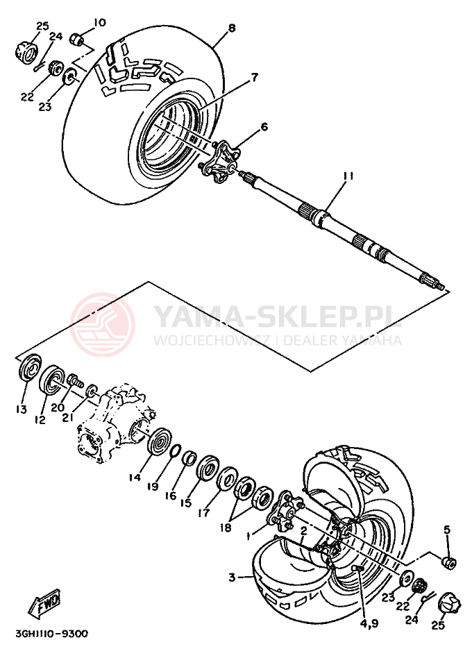 Schemat "Koło tył" do Yamaha MOTO 4 - 250