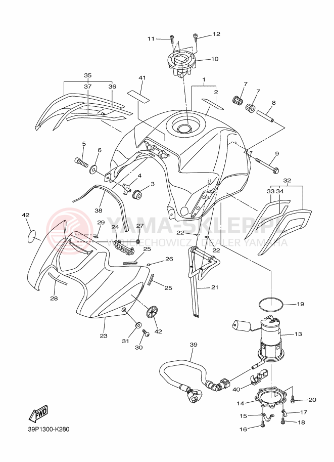 Schemat "zbiornik paliwa" do Yamaha FZ8-N