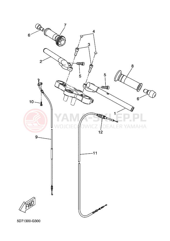 Schemat "Kierownica i osprzęt" do Yamaha YZF-R125