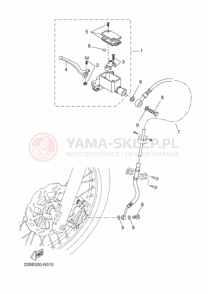 Schemat "Pompa hamulcowa przednia" do Yamaha WR125R
