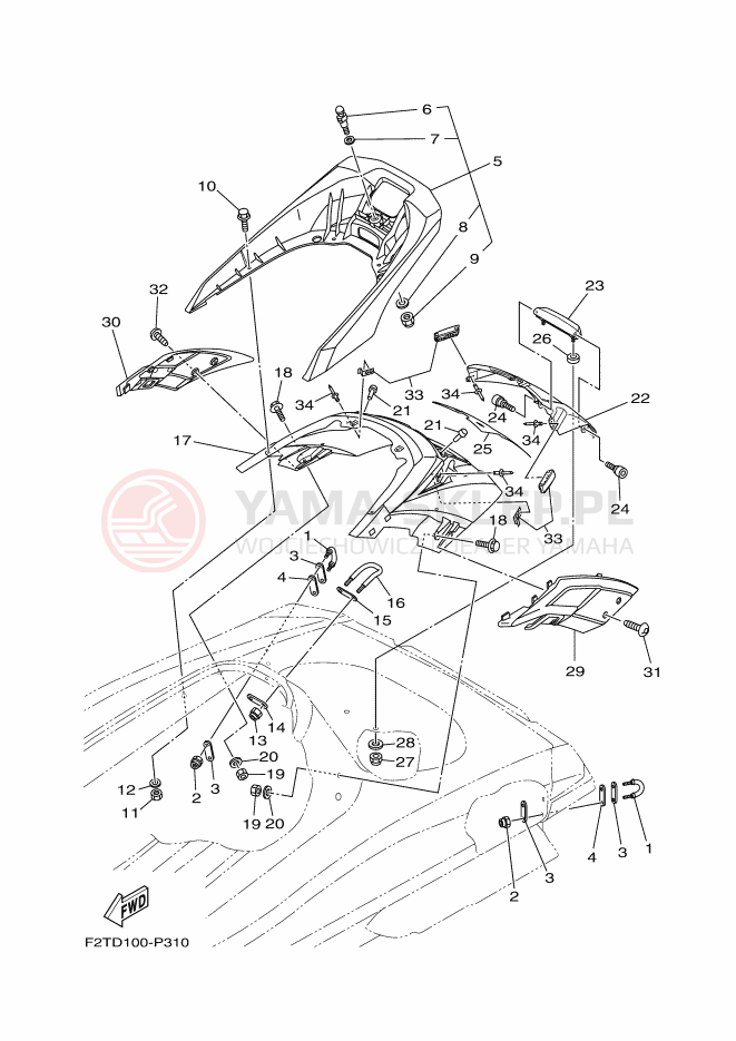 Schemat "Siedzenie i schowek" do Yamaha FX CRUISER SVHO
