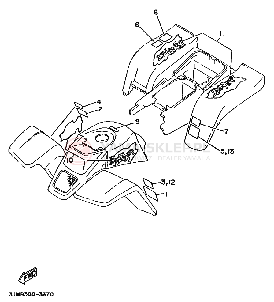 Schemat "naklejki" do Yamaha BLASTER