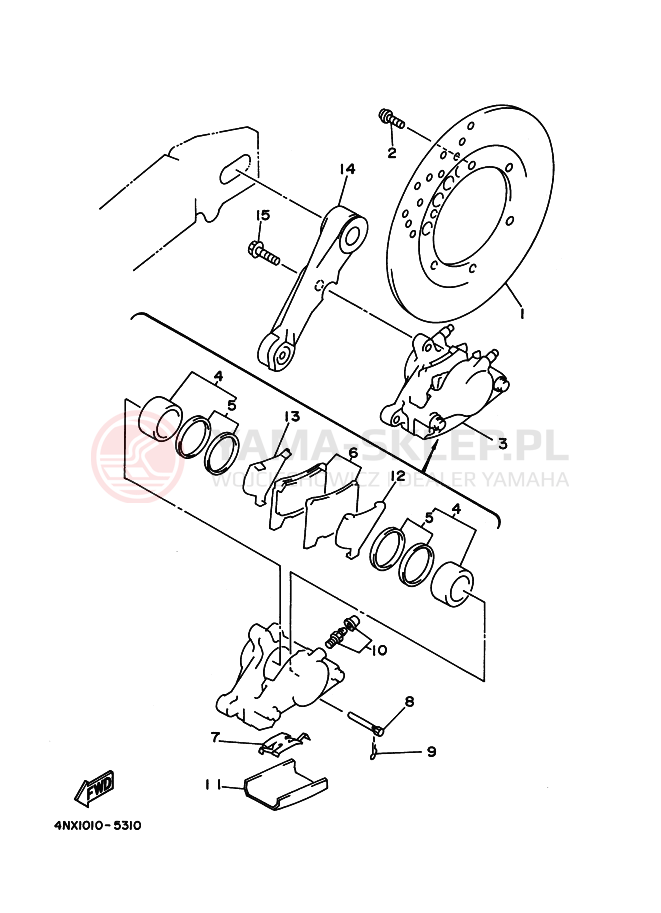 Schemat "Zacisk hamulcowy tylny" do Yamaha TRX850