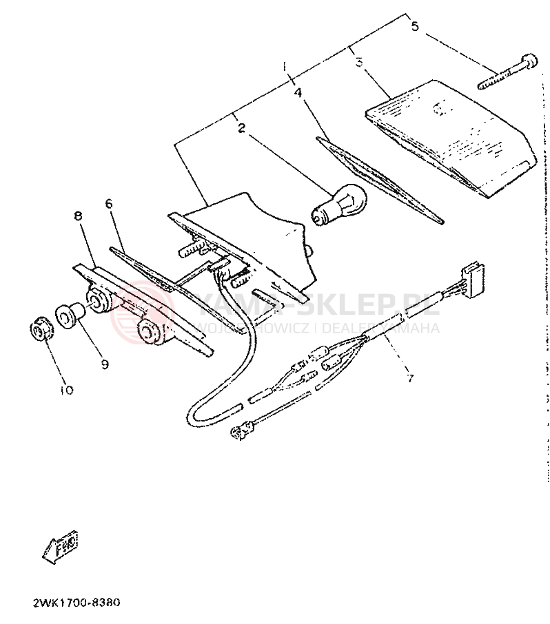 Schemat "lampa tył" do Yamaha XT600