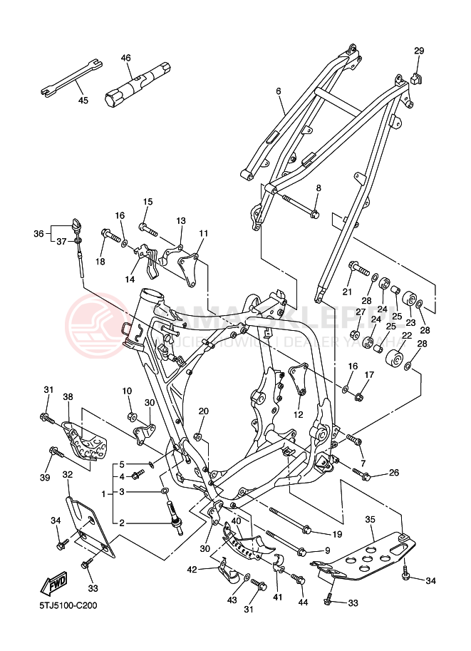 Schemat "rama" do Yamaha WR450F
