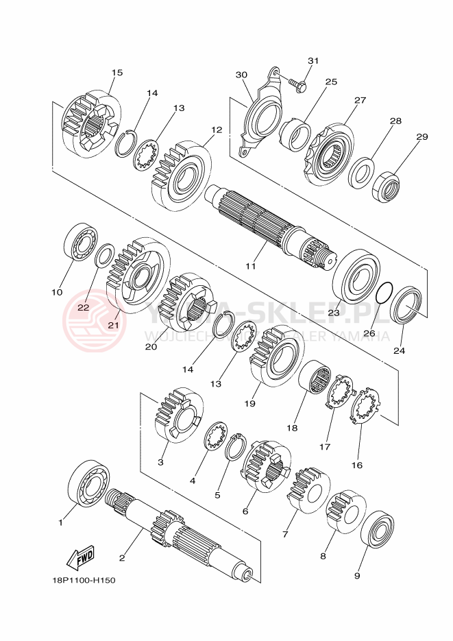 Schemat "Skrzynia biegów " do Yamaha YFZ450R