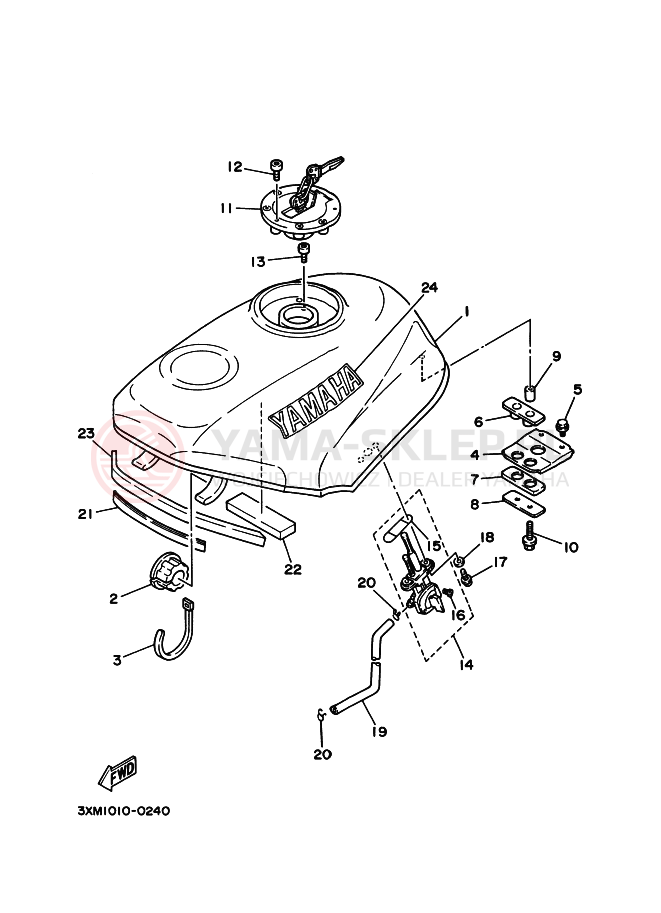 Schemat "zbiornik paliwa" do Yamaha TZ50