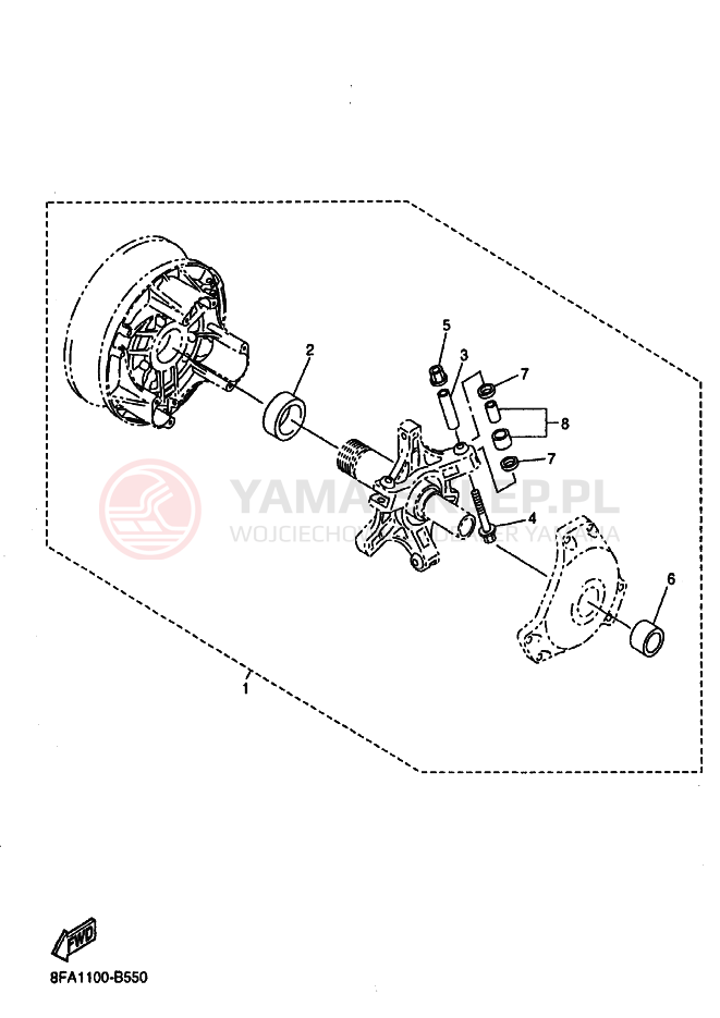Schemat "Sprzęgło - zestaw regulacji" do Yamaha VK PROFESSIONAL II EPS