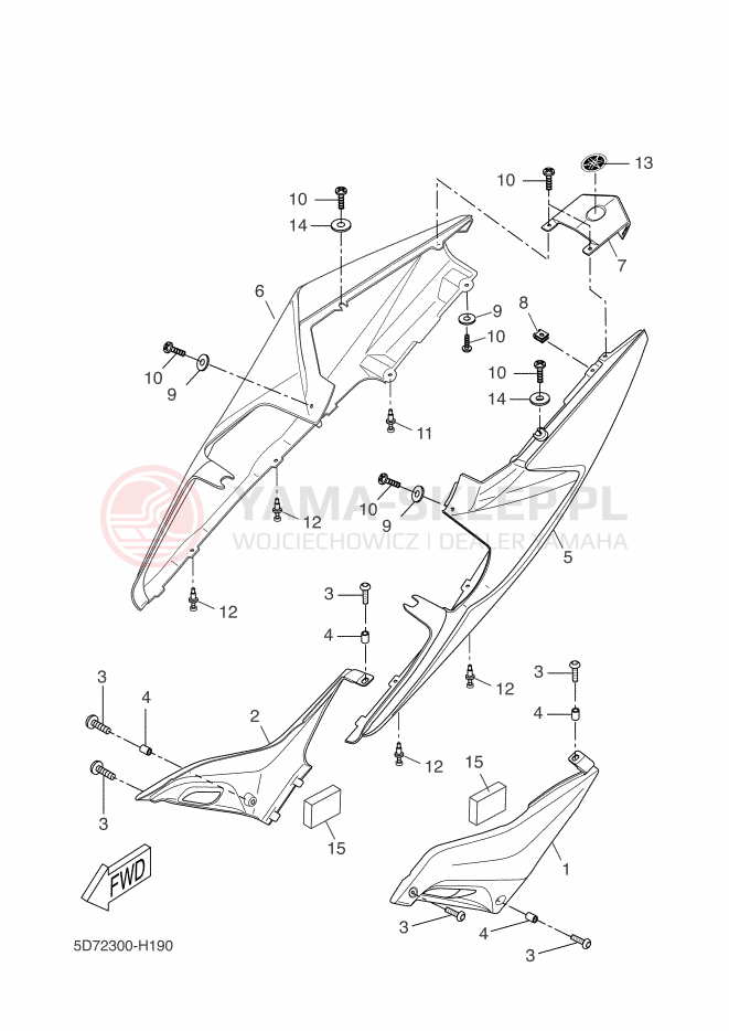 Schemat "Pokrywa boczna" do Yamaha YZF-R125