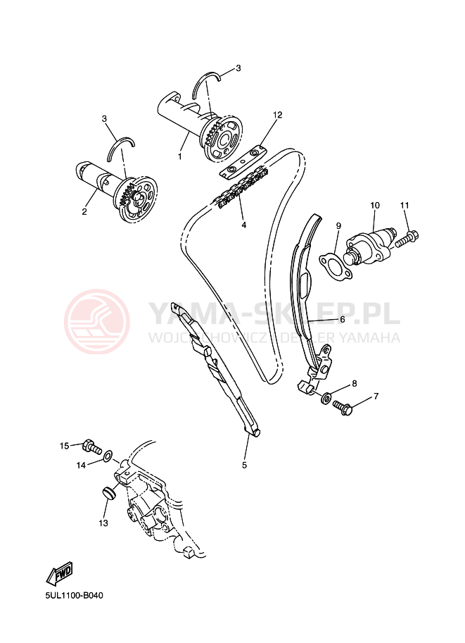 Schemat "Rozrząd - łańcuszek" do Yamaha WR250F