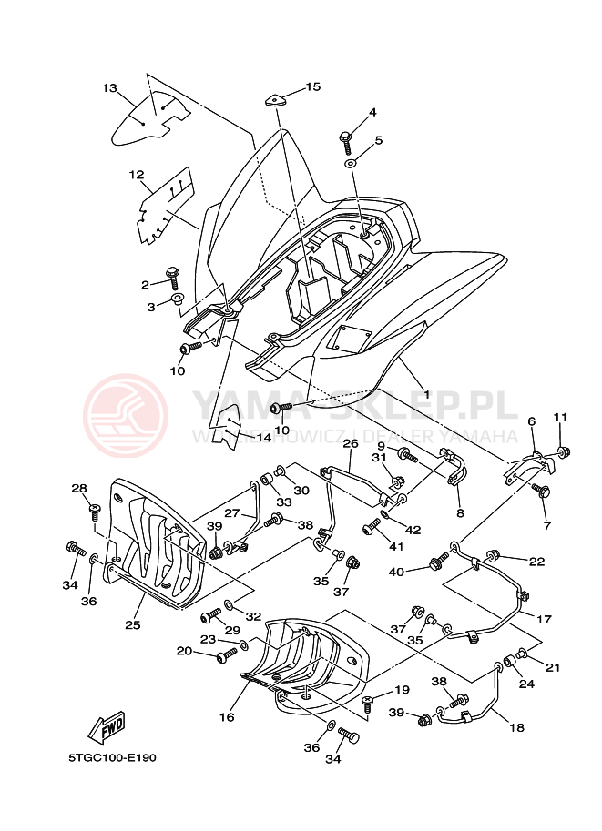 Schemat "Tylny błotnik" do Yamaha YFZ450