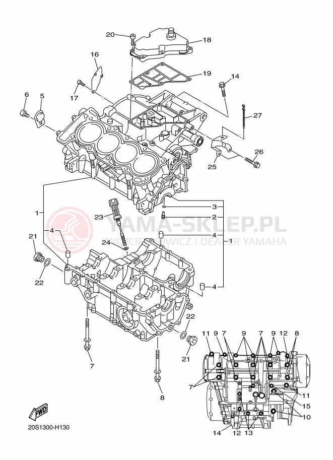 Schemat "Pokrywa silnika" do Yamaha XJ6